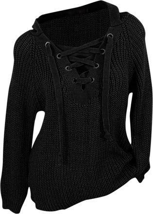 Generic Cowl Neck Jumpers for Women UK Ladies Autumn Sweater Lace-Up Winter Plus and Blouse Size Fashion Womens Blouse Teddy Jumpers for Women UK Deals Essent