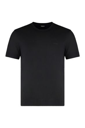 Ermenegildo Zegna Black Round Neck Logo T-Shirt