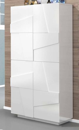 Dmora Zapatero Dlerd, Mueble Multiusos Con 4 Puertas Batientes, Zapatero De Entrada, 100% Made In Italy, Cm 81x38h167, Blanco Brillante - Dmora
