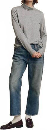 The Great. Turtleneck Long Sleeve Knit Tee In Heather Grey