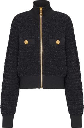 Balmain Black Tweed Bomber Jacket