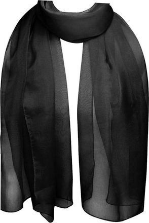 World of Shawls Elegant Sheer Chiffon Scarf Wrap Soft Plain Neck Wrap Idea for Weddings & Evening Dresses 45x160cm (Black)