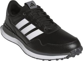 adidas Gender Inclusive S2G 26 Leather Waterproof Spikeless Golf Shoe in Cblack/ftw at Nordstrom, Size 10.5 Womens