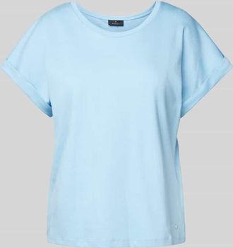 Monari T-Shirt mit geripptem Rundhalsausschnitt in Hellblau, Gr&ouml;&szlig;e 36