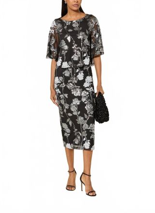 Joseph Ribkoff Mesh Shirt Blouse With Sequins In Black