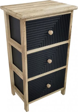 No Brand Mobiletto Comodino In Legno Con Tre Cassetti Per Interno Fisso Nero E Beige 34x25xh60 Cm Artec