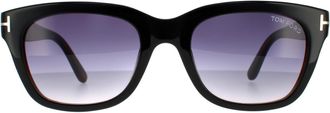 Tom Ford Square Black & Brown Smoke Grey Gradient Sunglasses