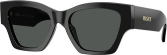 Versace Vierkante Zonnebril - Dames - Zonnebrillen - Zwart - 53 MM - Accessoires