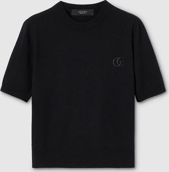 Gucci Knit Wool Top With Embroidery, Black, Ready-to-wear