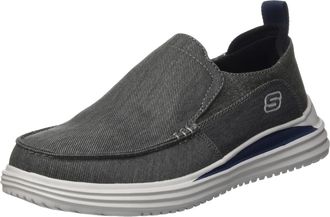 Skechers Mens Proven Evers Loafer Flat, Charcoal Washed Canvas, 10 UK