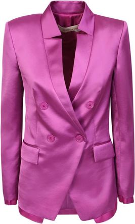 Blanca Vita Paarse Double-Breasted Blazer - Dames - Blazers - Paars - XS - Polyester - Jassen