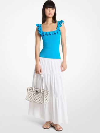 Michael Kors Ruffled Stretch Viscose Tank Top