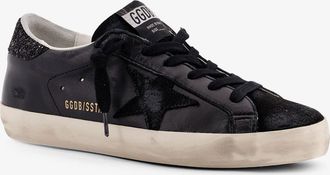 Golden Goose Womens Sneakers Super-Star Classic Low-Top Black Leather Trainers