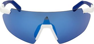 adidas 00mm Shield Sunglasses in White /Blue Mirror at Nordstrom