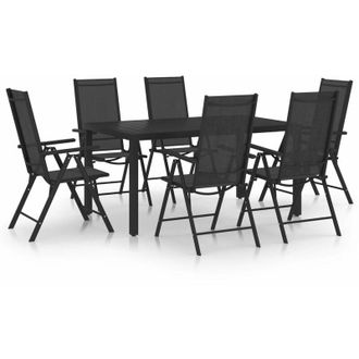 vidaXL Juego De Comedor Para Jard&iacute;n De 7 Piezas Aluminio Negro Vidaxl