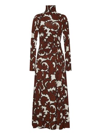 Cara Cara floral-print turtleneck dress - women - Viscose/Spandex/Elastane - S - Brown