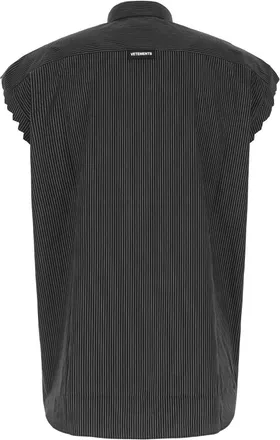 VETEMENTS Mens Ribbed Poplin Shirt Blackstripes Exterior: Cotton Camicie