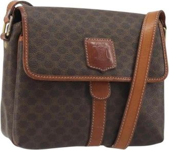Celine Pre-owned Vintage Macadam Canvas Shoulder Bag - Dames - Vintage Schoudertas - Bruin - ONE Size - Leer - Vintage