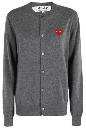 Comme Des Garçons Round Neck Cardigan Red Emblem