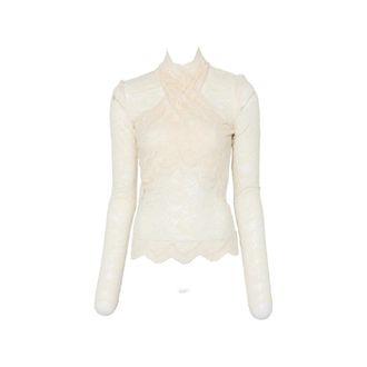 Paco Rabanne Lace Mock-neck Top