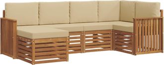 vidaXL Conjunto De Sof&aacute;s De Exterior 6 Uds. Natural Y Beige Poli&eacute;ster Vidaxl