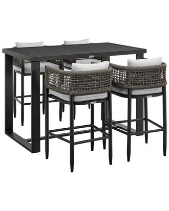 Armen Living Alegria Outdoor Patio 5-Piece Bar Table Set