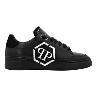 Philipp Plein Schoenen, Heren, Zwart, 40 EU, Leer, Low-Top Sneakers Hexagon