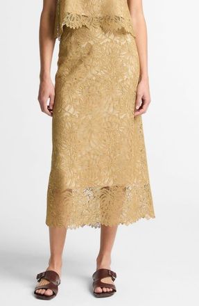 Vince Lace Midi Slip Skirt in Soft Gold at Nordstrom, Size 12