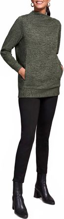 Tribal Long Sleeve Tunic With Invisible Pockets In Green