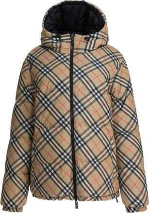 Burberry Check Jackets And Coats Beige-Donna
