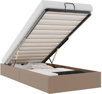 vidaXL Estructura Cama Otomana Sin Colch&oacute;n Cappucino Cuero Sint&eacute;tico Vidaxl