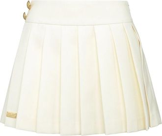 Philipp Plein Wool Marine Plisse Rok - Dames - Korte rokken - Wit - S - Wol - Rokken