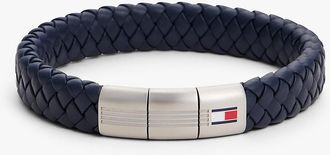Tommy Hilfiger Mens Braided Leather Bracelet - Navy