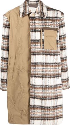 Feng Chen Wang tartan patchwork shirt coat - men - Polyester/Polyester - M - Brown