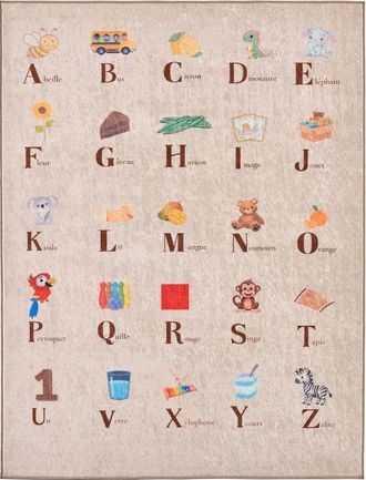 Nazar Rugs Alfombra infantil lavable con dise&ntilde;o de alfabeto - beige - 120x160