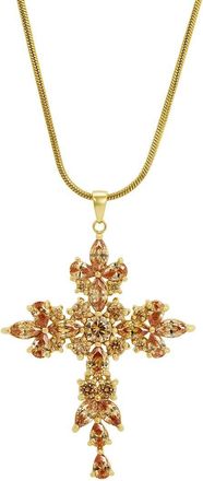 Savvy Cie Jewels Gold Plated Cz Cross Necklace
