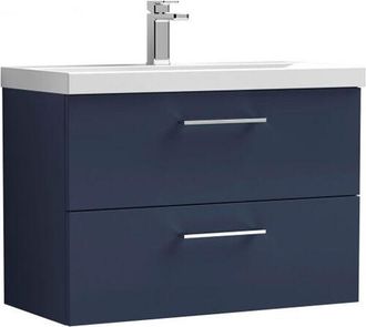 Nuie Nuie - Arno Wall Hung 2-Drawer Vanity Unit with Basin-1 800mm Wide - Midnight Blue