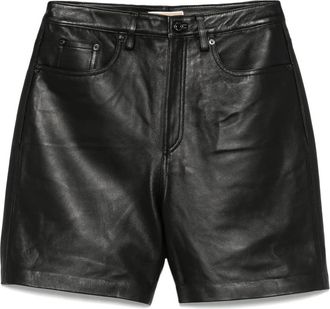 Michael Kors Zwarte leren boyfriend shorts - Dames - Bermuda - Zwart - S - Leer - Korte Broeken