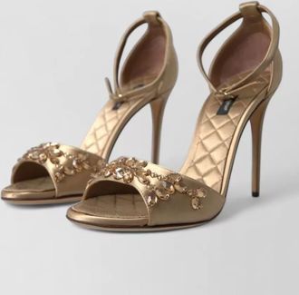 Dolce & Gabbana silk crystal embellished ankle strap sandals