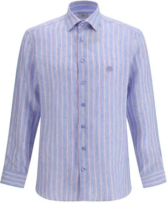Etro Multicolor Linen Pattern Mens Shirt