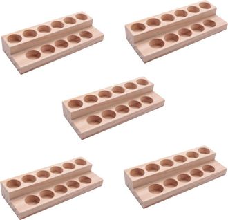 OEM 5 Bandejas De Madera Para Aceites Esenciales Con 11 Orificios, Soporte De Exhibici&oacute;n De Madera Natural Hecho A Mano Para Botellas De 5 A 15 Ml
