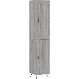 vidaXL Aparador Alto Madera Contrachapada Gris Sonoma 34,5x34x180 Cm Vidaxl