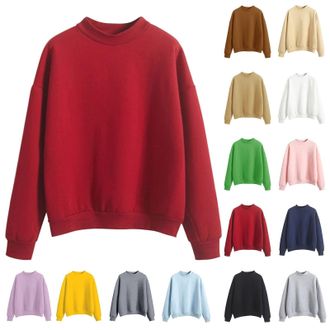 Generic Day Prime Today On Clearance HUIFUAO Sweatshirts for Women Uk Plus Size Womens Pullover Oversized Long Sleeve Winetr Ladies Jumpers Tops Black Womens 
