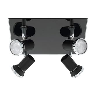 Eglo Tamara Ceiling Light with 4 Black Spotlights - Black | TJ Hughes