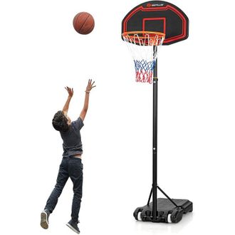 Costway Costway - Canasta De Baloncesto Para Ni&ntilde;os/soporte Canasta Regulable En 5 Alturas 192-247 Cm Red Duradera Y Tablero Inastillable/canasta De Baloncesto