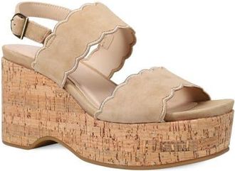 Pelle Moda Cicel Slingback Platform Wedge Sandal in Fawn at Nordstrom, Size 8.5