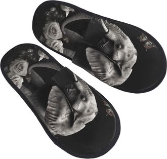 Generic Camping Slippers Elephant And Butterfly Soft Fluffy Slippers Furry House Shoes For Spa Hotel Men L