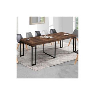 IDMarket Idmarket - Consola extensible toronto, 14 plazas, 300 cm, madera oscura, diseño industrial
