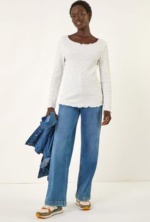 Roman Textured Bubble Crepe Lettuce Edge Top