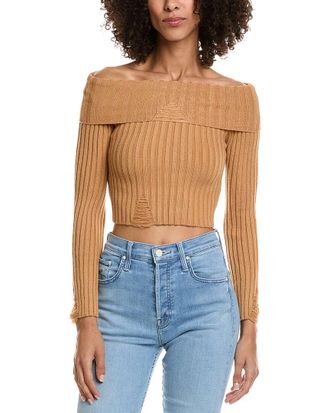 Vintage Havana Distressed Off-Shoulder Sweater